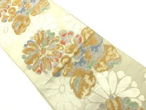 アンティーク　花模様織出し袋帯（材料）